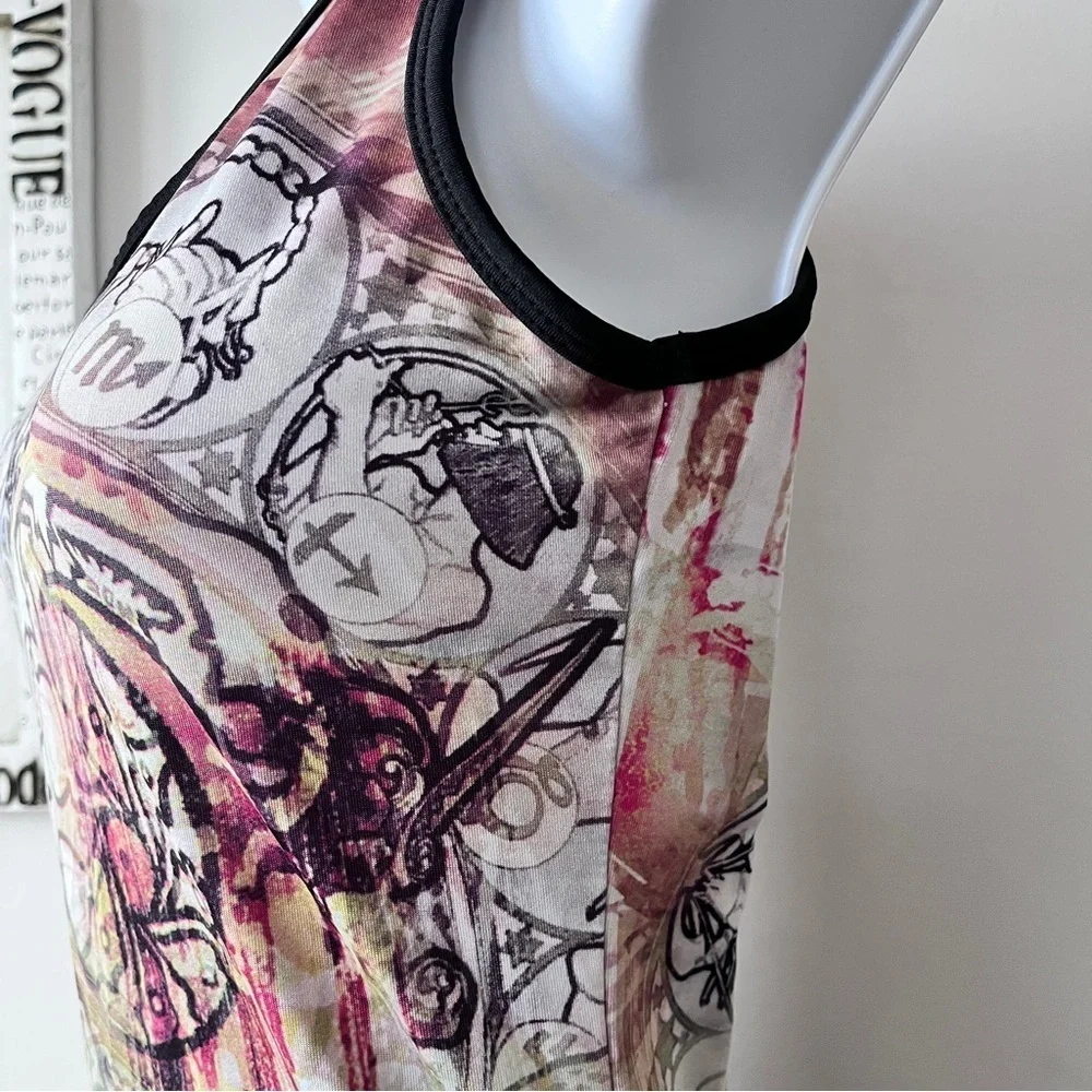 Y2K So Sporty Zodiac Printed Stretch Tank Top Size S